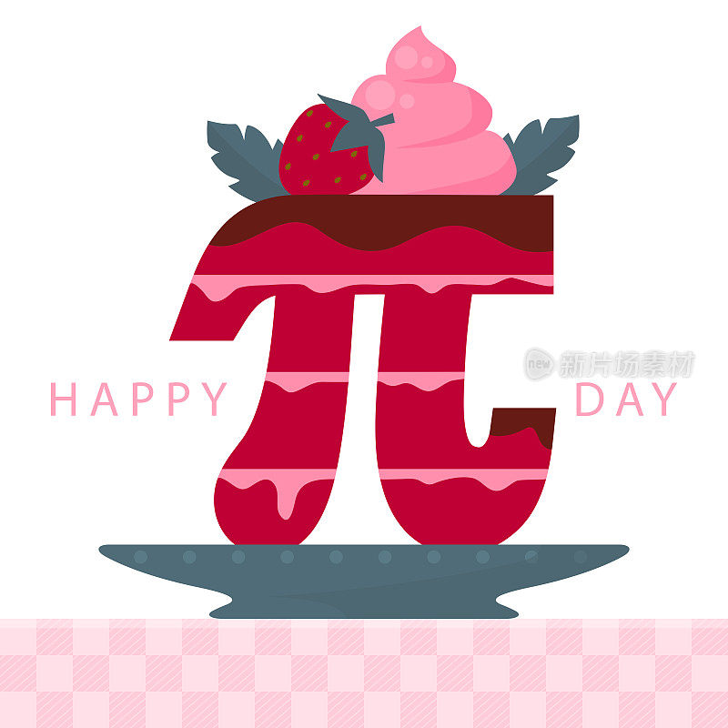 π的一天快乐!庆祝π的一天。数学常数。3月14日(3/14)。圆的周长与直径之比。常数Pi蛋糕t